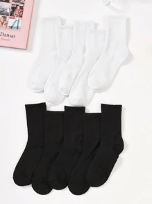 1/2/10 Pairs Comfortable Versatile Solid Color Breathable Anti-Odor Wicking Sports Socks - Multicolor - View 10