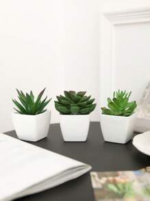 Conjunto de 3 macetas con suculentas simuladas, combinación de verde y rosa, plantas artificiales miniatura falsas para jardín, escritorio, habitación, ventana, regalo de inauguración de casa, decoración de arte, decoración de oficina, boda
