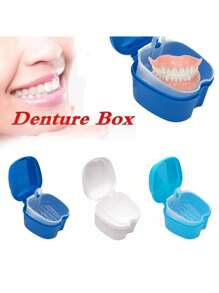 3pcs Denture Bath Case Cup Box Holder Storage Soak Container With Strainer Basket For Travel Cleaning