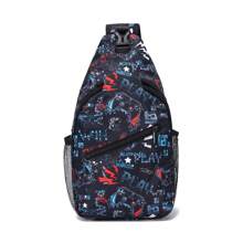 斜挎包轻便单肩斜挎胸包卡通足球印花背包儿童青少年男孩女孩运动徒步旅行背包 - 腰包 - 查看 8