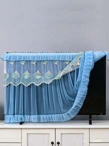 电视罩/窗帘，悬挂式蕾丝电视防尘罩，适合液晶电视/电脑显示器，开机时请勿取下 - 彩色 - 查看 18