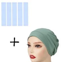 6pcs/Set = (1pc Inner Hijab + 5pcs Hijab Tape) Non-Slip Invisible Adhesive Tapes And Muslim Underscarf Cap Set - Multicolor - View 10