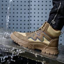 Men's And Women's Safety Shoes, Steel Toe Sneakers, Breathable And Lightweight Safety Work Shoes - 棕色 - 查看 6