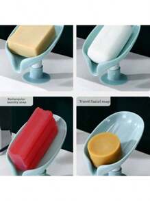 6 pezzi/4 pezzi/2 pezzi/1 pezzo Portasaponetta a forma di foglia con drenaggio, vassoio portasaponetta con ventosa per accessori da bagno, contenitore per sapone, organizzazione e arredo bagno (grigio, verde) Decorazione autunnale per la casa, Ritorno a scuola
