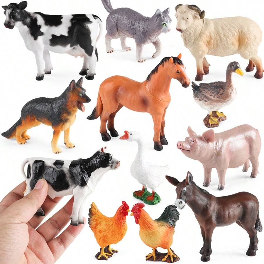 Farm Animal Figures Toys Mini Animal Figurines Farmyard Animal Cake Toppers For Farm Theme Party, Birthday, Easter, Christmas Party Decorations, Kids' Play Figures