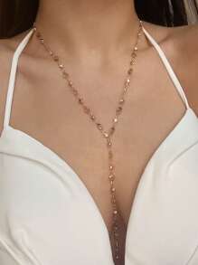 1 pièce Collier pendentif en forme de Y à cœur creux de style minimaliste et frais avec des strass, idéal pour la Saint-Valentin, la mère, la mère, la fête des mères, cadeau