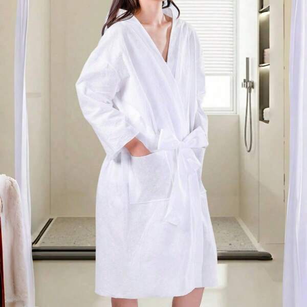 1pc Travel Bathrobe, Disposable Bath Towel, Fall Decor Bathrobe, Carry Bathroom Towel For Business Trips, Convenient Disposable Hotel Bathrobe, Portable Bathrobe, Suitable For Hotels, Homestays, Swimming Pool Party Supplies Spa, Beauty Salon, Clean, Hygienic, Thick, Comfortable, Skin Friendly And Clean Fall Decor, Holiday Home Bathroom Decor Beach Essentials Back To School