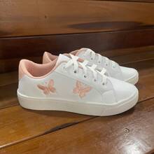 NEW COMFORTABLE BUTTERFLY CASUAL WOMEN'S TENNIS SHOES - WHITE/PINK - View 2