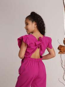 Stylish Long Jumpsuit For Children And Young People - Rosa Roja - Ver 2