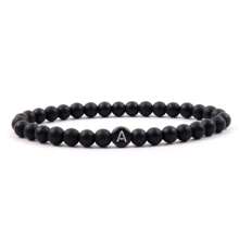 Pulseira Preta para Homens e Mulheres Bracelete com Inicial Miçangas Bolinhas Joias da Moda Presente Ideal