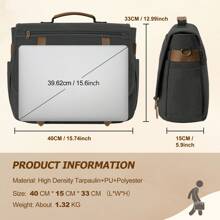 Messenger Bag Men 15.6 Inch Laptop Bag Vintage Canvas Briefcase Retro Work Computer Bag Large Shoulder Bag Water Resistant Cross-Body Satchel Bag For Business Office College Travel Hand Bag - Multicolor - View 8