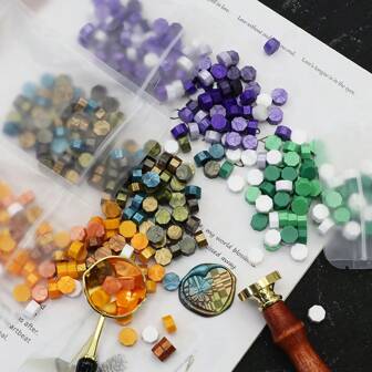 100 st blandade färger förseglande vaxpärlor för vaxsigillstämpel, oktagon vaxsigillpärlor Perfekt för bröllopsinbjudningar, vinpaket, kort, kuvert, presentförpackning