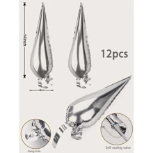 12 个银色星爆铝箔气球，节日派对装饰品