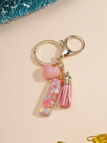 1pc Creative Keychain With 26 English Alphabet, Kids Backpack Accessories, Butterfly Letter Charm Keyring For Girls - Pink - View 7