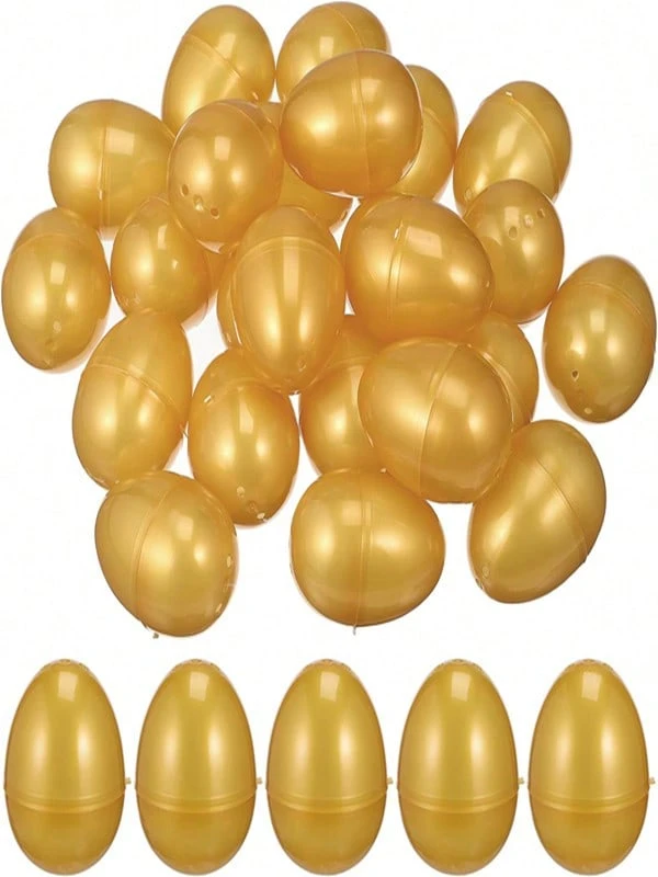 Taspire Lot De 50 Œufs De Pâques En Plastique 6,4 Cm – Colorés, Remplissables, Incl. Or & Argent – Idéal Chasse Aux Œufs Enfants