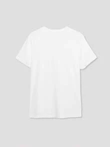 Playera casual para hombre manga corta, con estampado gráfico disponible en dos colores, para regalo, uso casual estilo urbano. - Blanco - Ver 2