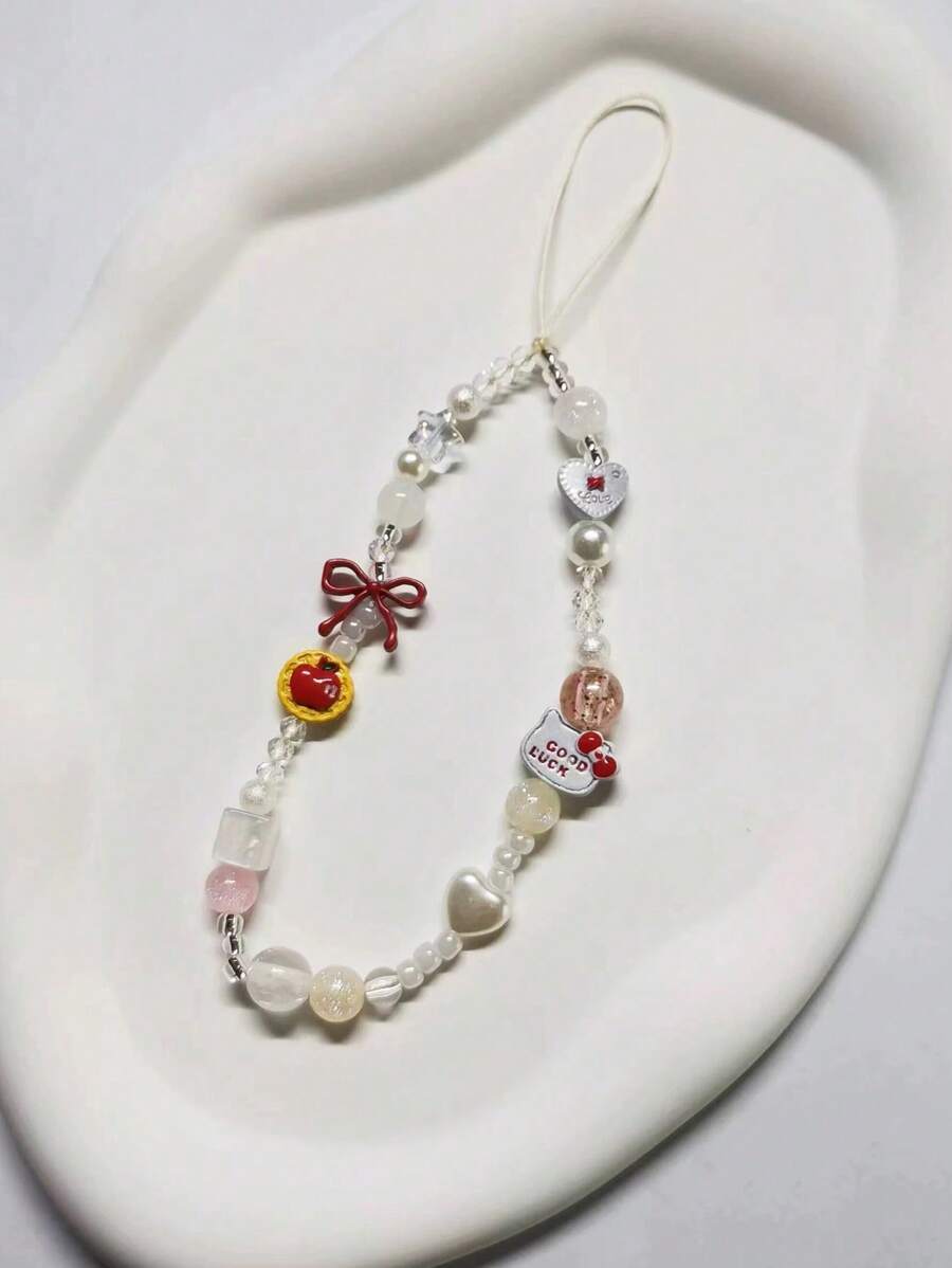 1 chiếc dây đeo điện thoại nơ đính hạt ngọc trai thủ công, đồ trang trí treo điện thoại bằng ngọc trai trắng, thích hợp làm quà tặng cho máy ảnh CCD cho mẹ, gia đình, bạn bè, sinh nhật, ngày lễ, dây đeo điện thoại - Nhiều màu - Xem 1