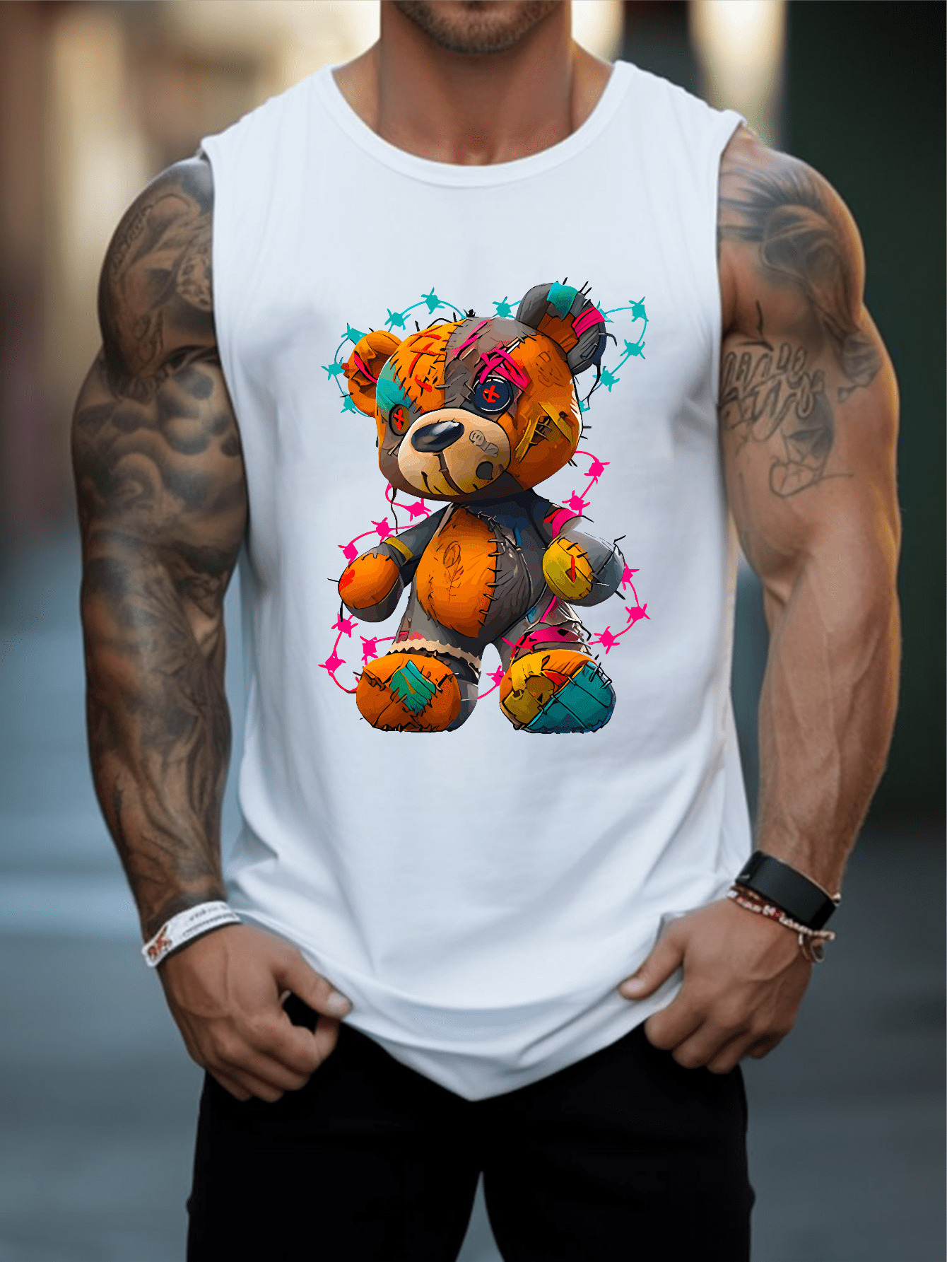 Men's Solid Color Round Neck Casual Loose Fit Tank Top