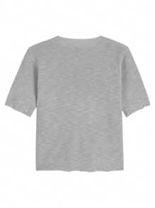 Women's Casual Bowknot Loose Knit Short Sleeve Top, Versatile For Commute, Summer Knit