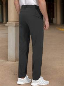 SANOPY 2 Pack Men's Classic Fit Solid Color Fashion Flat Front Dress Pants With Strap Pockets - 彩色 - 查看 4