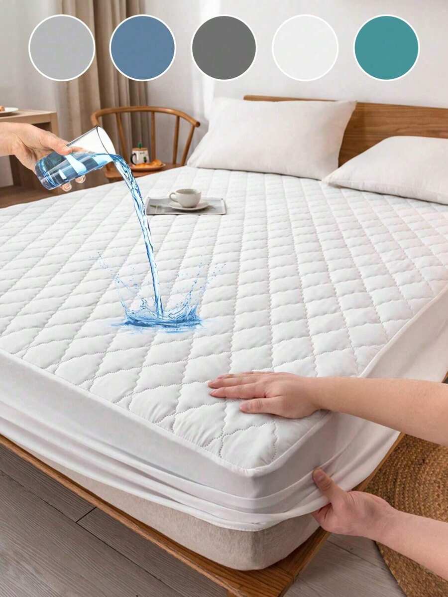 1 件防水绗缝床垫保护套，适用于大号床和特大号床，柔软、防尘、可机洗、可拆卸 - 白色 - 查看 1