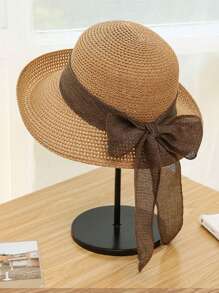 1pc Women's Multicolor Straw Hat, Large Brim All-Match Sun Hat, Beach Sun Protection Hat, Foldable Korean Style
