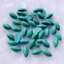 50 piezas de Piedras de resina de turquesa de forma de hoja y ojo de caballo de 7*15 mm con Rhinestones vintage para vestidos de boda