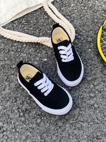 White Cloth Shoes Baby White Shoes Middle Sneakers Children's Canvas Shoes Spring And Autumn Korean Version Simple Boy And Girl Shoes Fashion Low-Top Casual Lace-Up Track Shoes Classic Low-Top Canvas Shoes All Casual Sports Skateboard Children's Shoes