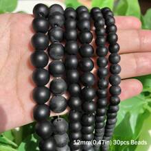 4-12 毫米 AAA 天然石哑光黑玛瑙华丽圆形散珠隔珠适用于制作珠宝 DIY 独特手链项链耳环配饰男士礼物 - Stone Beads - 查看 10