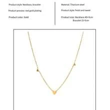 Conjunto de joyería de collar y pulsera con forma de corazón romántica, de acero de titanio en tono dorado, diseño único para mujer