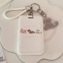 Kpop 照片卡夹钥匙扣卡通动物电脑夹 Kpop ID 徽章夹带钥匙扣学生公交卡吊坠钥匙扣硬壳保护照片套，学校用品，返校 - 彩色 - 查看 13