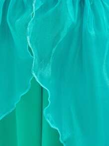 Young Girls' Off Shoulder Green Princess Style Jumpsuit, Suitable For Party