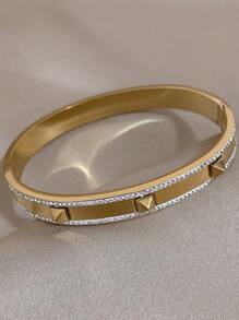 1 Pc Elegant Studded Bangle Bracelets For Women Teen Girls Stainless Steel Cuff Bracelet Daily Party Jewelry Gifts