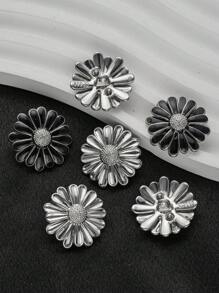 5pcs/Pack Fashion Double Layered Oil Drip Small Daisy Flower Metal Buttons, DIY Decoration For Coat, Sweater, Casual Suit, Jacket, Scarf, Shoes, Bag, Pendants