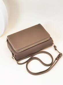 MINGYOU New Mini Messenger's Wallet Fashion Embroidery Soft Double Zipper Multi-Function Large Capacity Mobile Phone Bag, Sweet Cute Exquisite Women's Young Student Messenger Bag, Suitable For Shopping Dating Gift - Camel - View 5