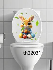 1 件可爱兔子复活节马桶座贴纸、卡通兔子复活节彩蛋和绿叶马桶贴纸、PVC 自粘浴室墙贴、春季蝴蝶墙贴、家居装饰乙烯基贴花、春季蝴蝶元素墙贴装饰品让您的家焕然一新、Rama 装饰贴纸 - 11.81*11.81 英寸 - 彩色 - 查看 15