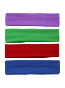 4PCS Unisex Verstelbare Elastische Sport Hoofdbanden, Zachte Absorberende Zweet Hoofdband Voor Yoga Hardlopen Fitness Workout, Casual Straatkleding, Alle Seizoenen