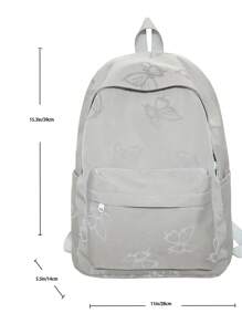 Cute Contrast Color Bow Pleated Personalized Soft Girl Student Backpack, Large Capacity For Outdoor Travel, Suitable For Laptop, Books, Clothes - Grey - View 5