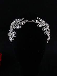 1件手工水晶对称树枝发箍，韩式优雅新娘婚礼派对伴娘发饰情人节配饰 - 銀色 - 查看 6