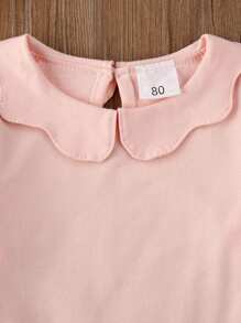 Toddler Baby Girls Casual Top, Kids Long Sleeve O-Neck Ruffle Solid Color Blouse