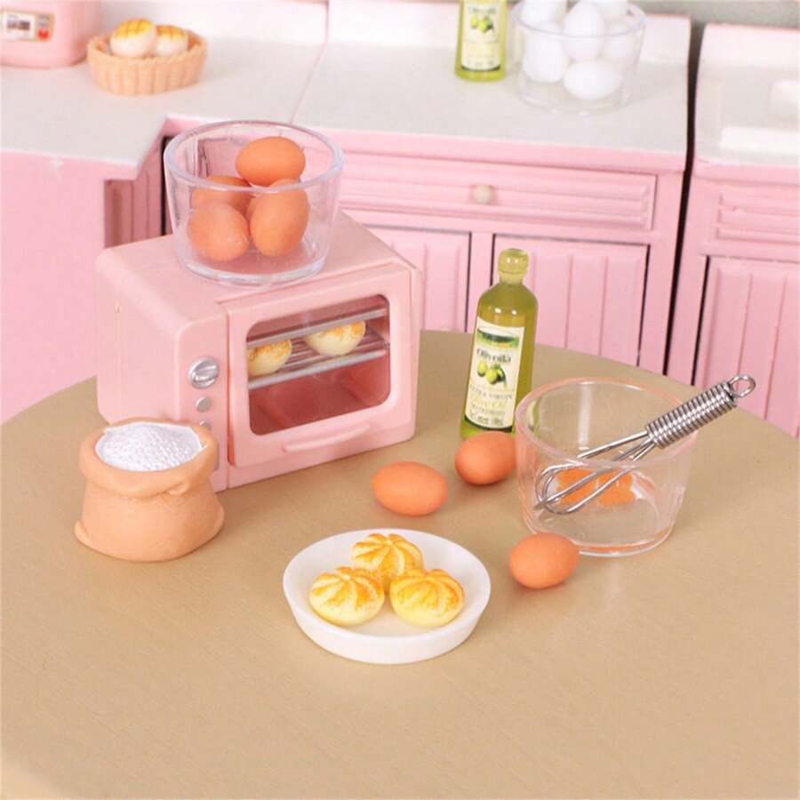 1 set Mini fouet à œufs de cuisine et tarte aux œufs factice, modèle de jouet de nourriture miniature