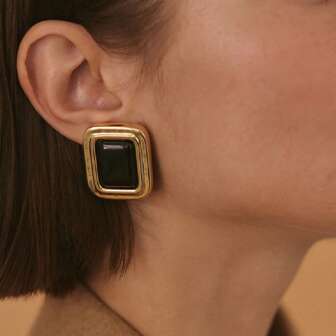 S SHOPBOHO 1Pair Y2K Maillard Resin Earrings Hypoallergenic Stainless Steel Gold Hoops Chunky Round Resin Hoop Earrings Gift For Her