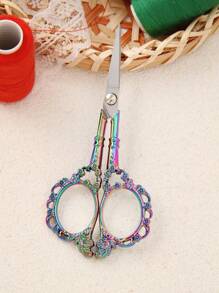 4.7" Petal-Shaped Vintage Sewing Scissors, Sharp Fabric Shears For Crafts, Arts, Yarn, DIY Tools, Eyebrow, Nose Hair & Beard Trimming, Stainless Steel - Multicolor - View 20