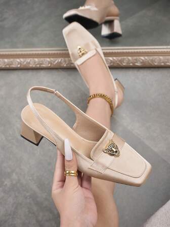 Arabian "Desert Rose" Women's Square Toe Chunky Heel Backless Spring/Summer Shoes, Style, 2025 New Arrival