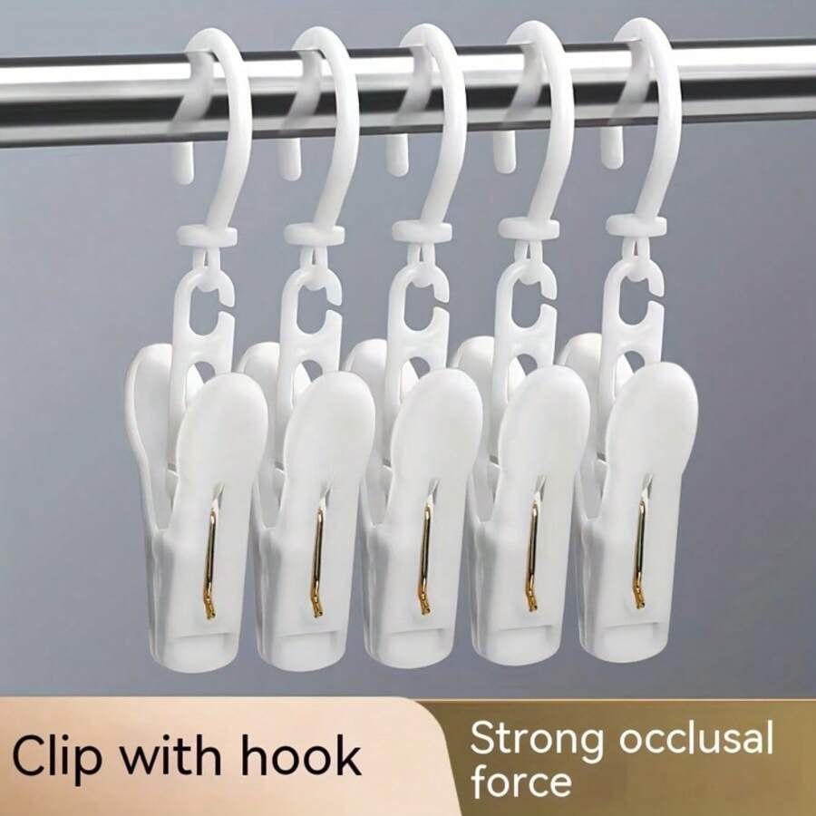 5pcs Multi-Purpose Clothespins With Hooks - Ideal For Drying And Storage Socks, Hats & Towels - Clothes Pins