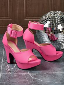 Women's Thick Bottom High Heel Satin Sandals, Suitable For Clubbing, Night Out, And Office, Versatile Thick Heel Pumps