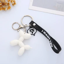 1 Pc Cute Cartoon Creative PVC Balloon Dog Keychain, Kawaii Korean Style Girl Backpack Key Chain Pendant, Multi-Color Options - Multicolor - View 4