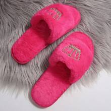 Fall/Winter Thick Plush Slippers, Fashion Strap Indoor Non-Slip Luxury Home Slippers,Christmas Outfits,Fluffy Slippers - Pink - View 3