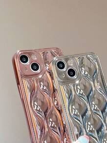 Ribbed Texture Electroplated Silver Phone Case Compatible With IPhone 11 12 13 14 15 Pro Max