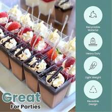 25/50/100/200Pcs, 5 Oz Plastic Clear Square Parfait Cups With Spoons, Party Small Serving Dessert Bowls For Appetizers, Puddings, Mousse, Yogurt, Parfait Ice Cream